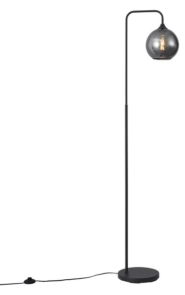 Lampada da terra Art Déco nera con vetro fumé - Sandra