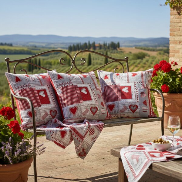 Federa cuscino patchwork rosso