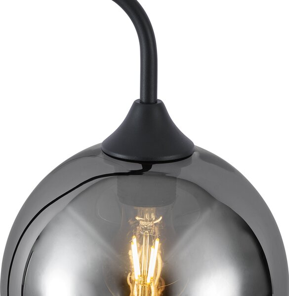 Lampada da terra Art Déco nera con vetro fumé - Sandra