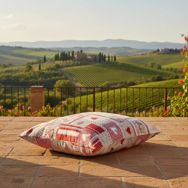Federa cuscino patchwork rosso