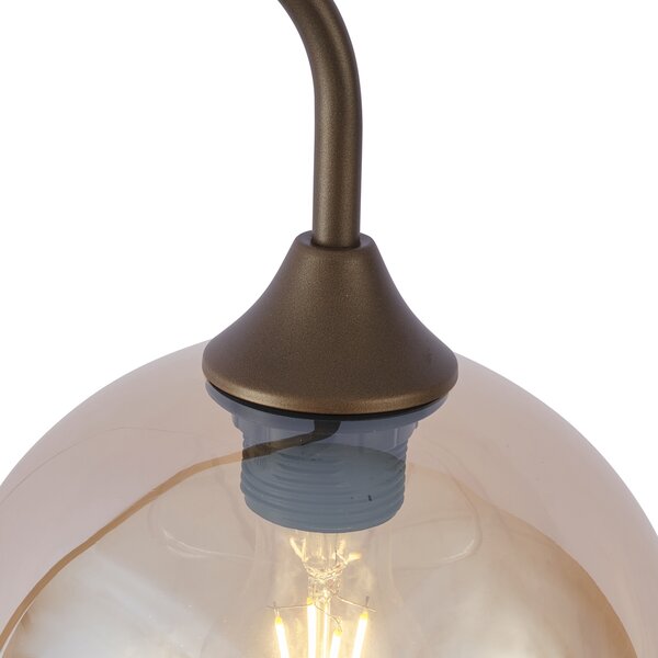Lampada da terra Art Déco bronzo scuro con vetro ambrato - Sandra