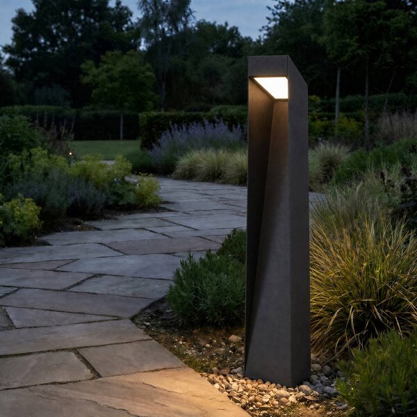 Lampione a LED Lucande Louran, altezza 90 cm, nera, luce verso l'alto/verso il Louran, Nero, Alluminio, Moderno