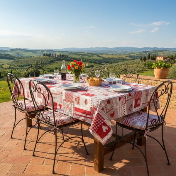 Tovaglia cottone patchwork rosso