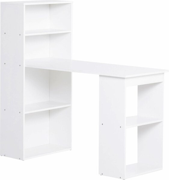 Fortuna Lai Scrivania Tavolo da cucina con scaffale 120x55 cm Scrivania per computer Tavolo per laptop Tavolo da lavoro in bianco per ufficio e home office