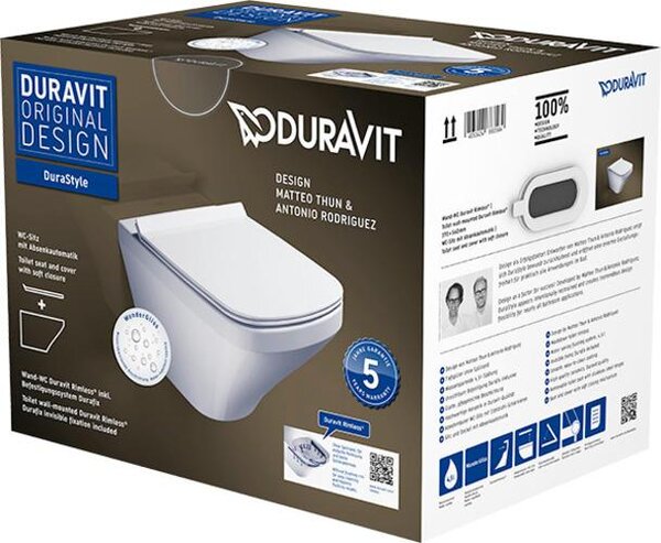 Duravit DuraStyle WC suspendu Rimless Set 455109, y compris siège WC, 45510900A11, 45510900A11