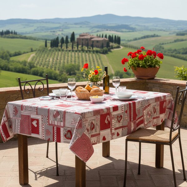 Tovaglia cottone patchwork rosso