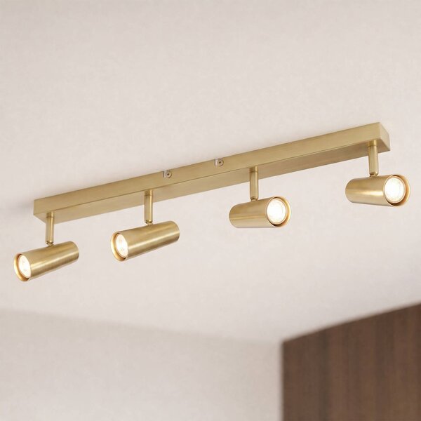 Faretto da soffitto Lindby Iluna, a 4 luci, ottone, GU10 Iluna Lindby, dimmerabile, Ottone / Oro, Soggiorno / Sala da pranzo, Metallo, Moderno, Faretto
