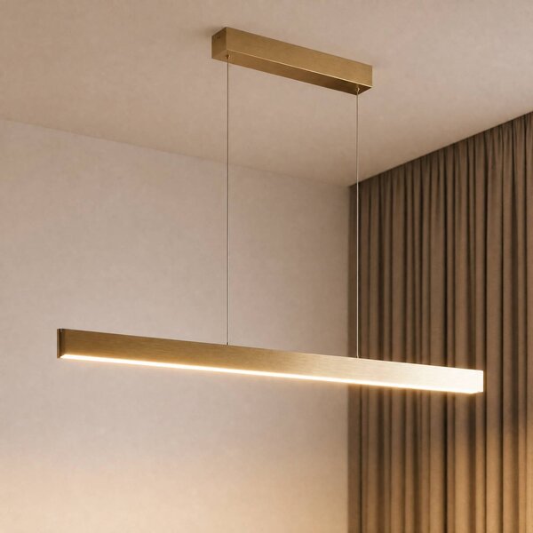Lampada a sospensione Mylosh Lucande, dimmerabile, Ottone / Oro, Soggiorno / Sala da pranzo, Alluminio, Moderno, Lampada a sospensione