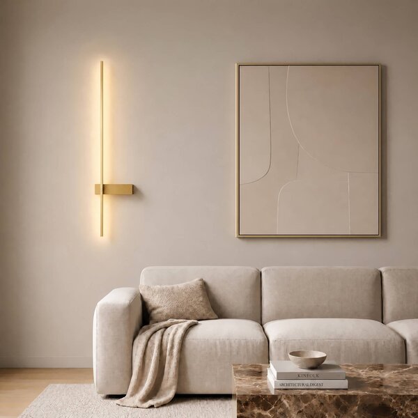 Applique da parete Natsumi Lindby, Ottone / Oro, Soggiorno / Sala da pranzo, Alluminio, Moderno, Applique