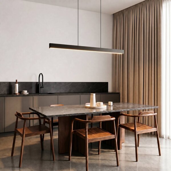 Lampada a sospensione Mylosh Lucande, dimmerabile, Nero, Soggiorno / Sala da pranzo, Alluminio, Moderno, Lampada a sospensione
