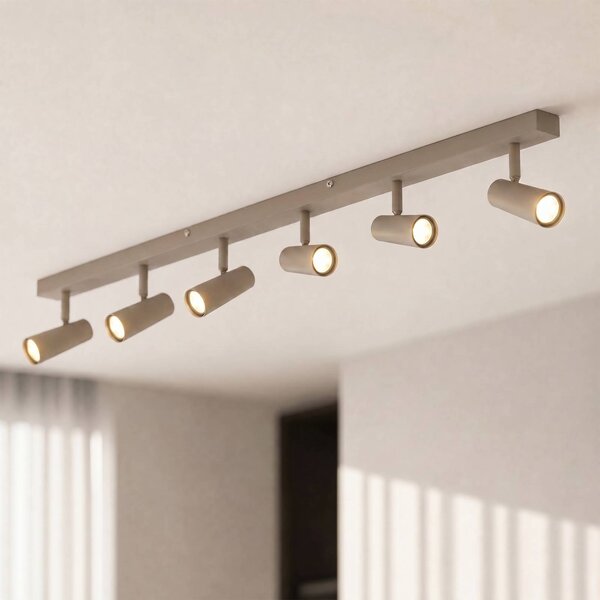Faretto da soffitto Lindby Iluna, a 6 luci, marrone caffè, GU10 Iluna Lindby, dimmerabile, Marrone / Ruggine, Soggiorno / Sala da pranzo, Metallo, Moderno, Faretto