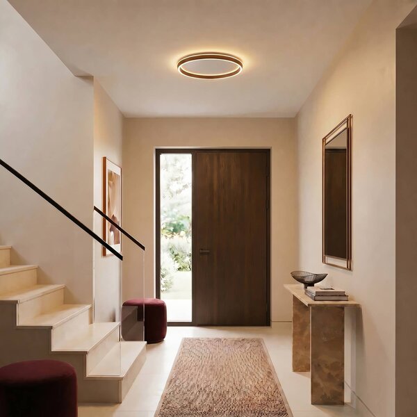 Plafoniera soffitto Rylan Lucande, dimmerabile, Marrone / Ruggine, Soggiorno / Sala da pranzo, Metallo, Moderno, Plafoniera
