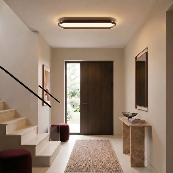 Plafoniera soffitto Rylan Lucande, dimmerabile, Marrone / Ruggine, Soggiorno / Sala da pranzo, Metallo, Moderno, Plafoniera