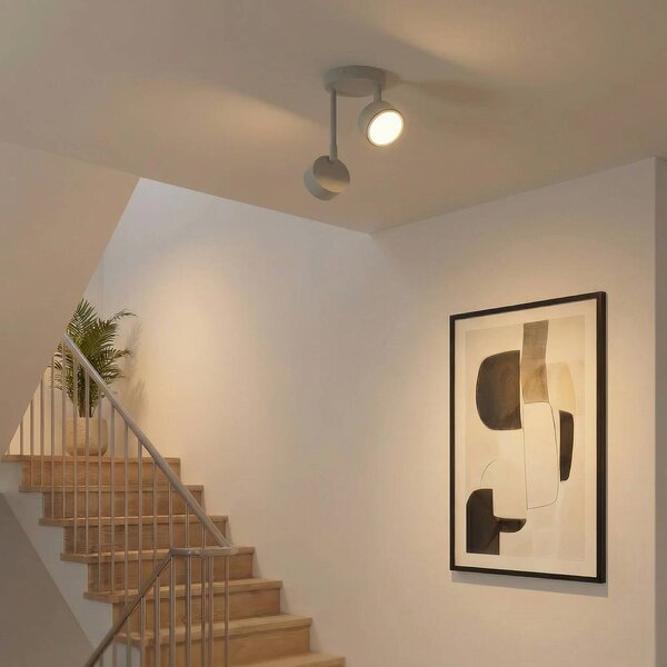 Faretto da soffitto Nemo, a 2 luci, grigio-beige, orientabile, GX53 Nemo SIGMA, dimmerabile, Crema / Ambra, Soggiorno / Sala da pranzo, Metallo, Moderno, Faretto