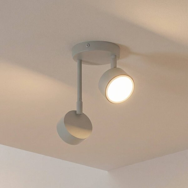 Faretto da soffitto Nemo, a 2 luci, grigio-beige, orientabile, GX53 Nemo SIGMA, dimmerabile, Crema / Ambra, Soggiorno / Sala da pranzo, Metallo, Moderno, Faretto