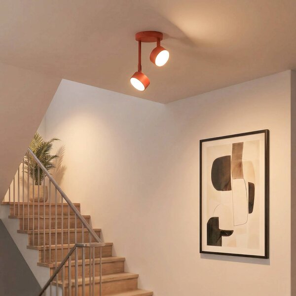 Faretto da soffitto Nemo, a 2 luci, rosso, orientabile, GX53 Nemo SIGMA, dimmerabile, Rosso, Soggiorno / Sala da pranzo, Metallo, Moderno, Faretto