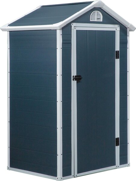 Fortuna Lai Casetta da giardino Casetta per attrezzi con finestra di ventilazione Tetto a falda unica Metallo Grigio 134 x 104 x 204 cm per giardino e esterni