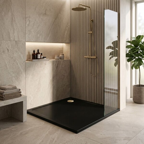 Piatto doccia acrilico Rea Savoy Black 80x80