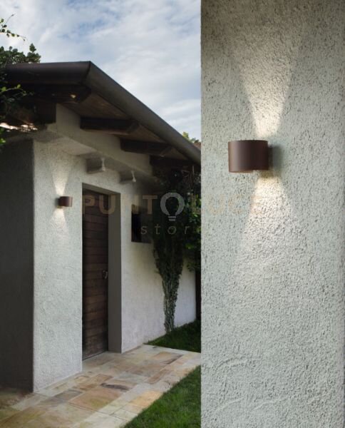 Applique da esterno 10w 720lm 3000k ip65 corten cily 12cm h.10cm
