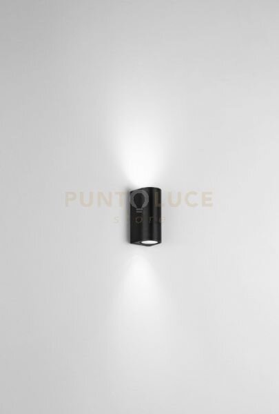 Applique zeno round nero 2 luci attacco gu10 ip65 biemissione