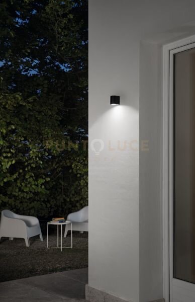 Applique zeno round nero 1 luce attacco gu10 ip65 h.8cm