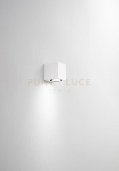 Applique zeno square bianco 1 luce attacco gu10 ip65 h.8cm