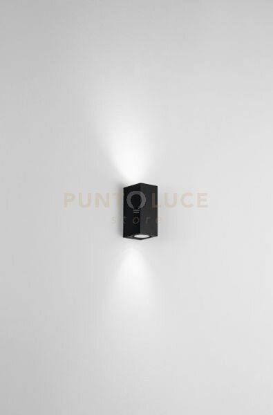 Applique zeno square nero 2 luci attacco gu10 ip65 h.15,5cm