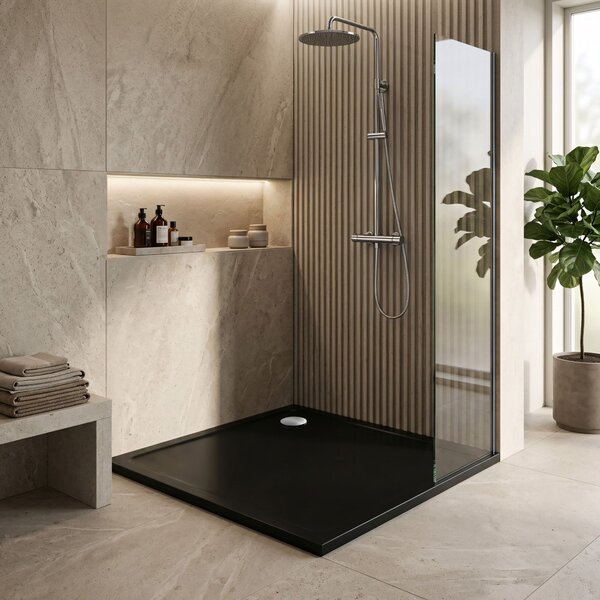 Piatto doccia acrilico Rea Savoy Black 80x80