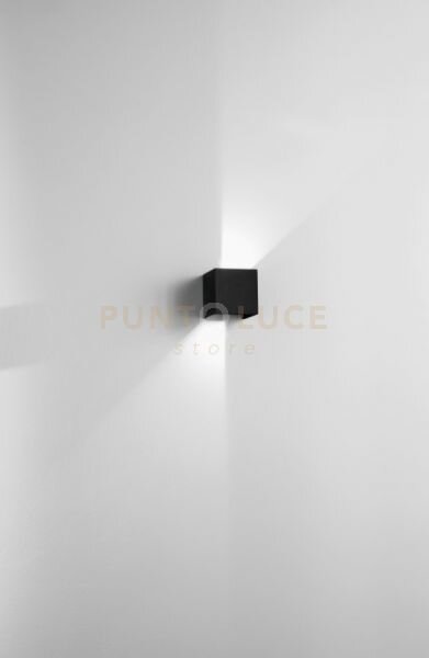 Applique cube 3000k 10w 720lm nero 10x10cm ip65