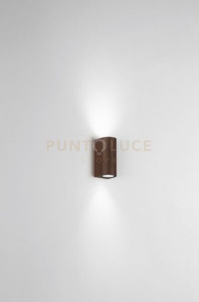 Applique zeno round corten 2 luci attacco gu10 ip65 biemissione