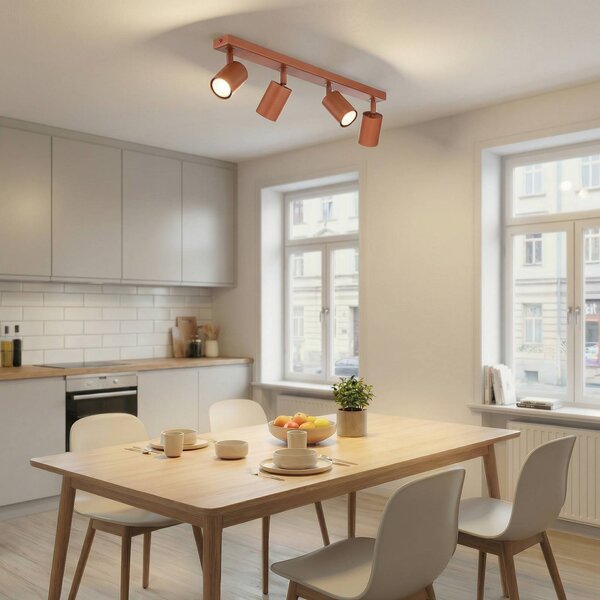 Faretto da soffitto Zoom, a 4 luci, rosso, acciaio, GU10 Zoom SIGMA, dimmerabile, Rosso, Soggiorno / Sala da pranzo, Metallo, Moderno, Faretto