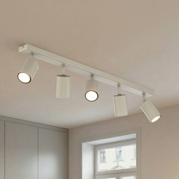 Faretto da soffitto Zoom, a 5 luci, grigio-beige, acciaio, GU10 Zoom SIGMA, dimmerabile, Crema / Ambra, Soggiorno / Sala da pranzo, Metallo, Moderno, Faretto