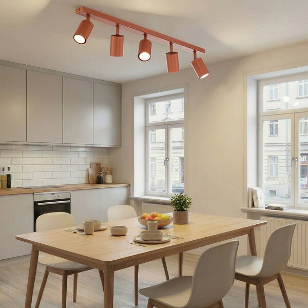 Faretto da soffitto Zoom, a 5 luci, rosso, acciaio, GU10 Zoom SIGMA, dimmerabile, Rosso, Soggiorno / Sala da pranzo, Metallo, Moderno, Faretto