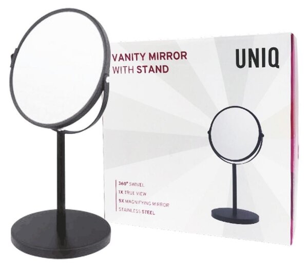 Specchio cosmetico UNIQ con base - Nero