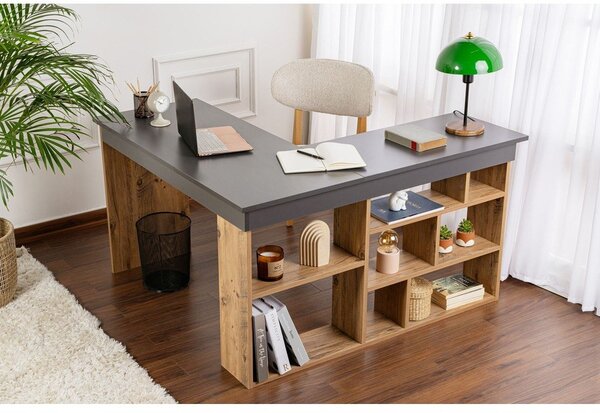 Scrivania angolare con effetto pino 120x130 cm Vesper – Kalune Design