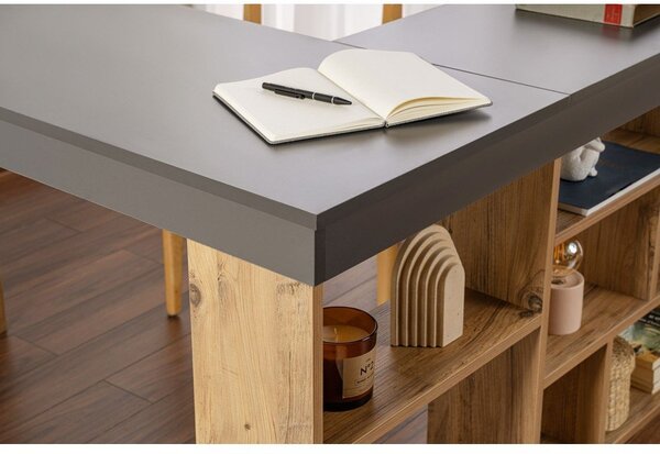 Scrivania angolare con effetto pino 120x130 cm Vesper – Kalune Design