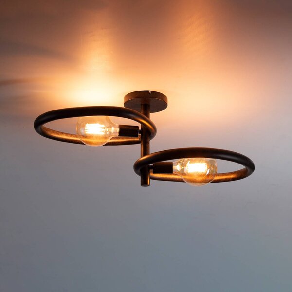ZIJLSTRA Plafoniera soffitto Pebble, dimmerabile, Nero, Soggiorno / Sala da pranzo, Metallo, Moderno, Plafoniera