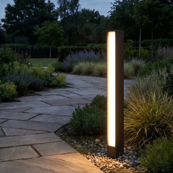 Lampione a LED Lucande Lirka, altezza 60 cm, color ruggine, IP65 Lirka, Marrone / Ruggine, Alluminio, Moderno