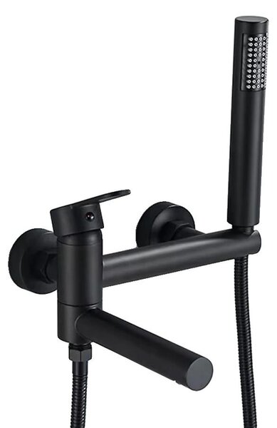 Rubinetteria per vasca da bagno, montaggio a parete, design contemporaneo, nero C