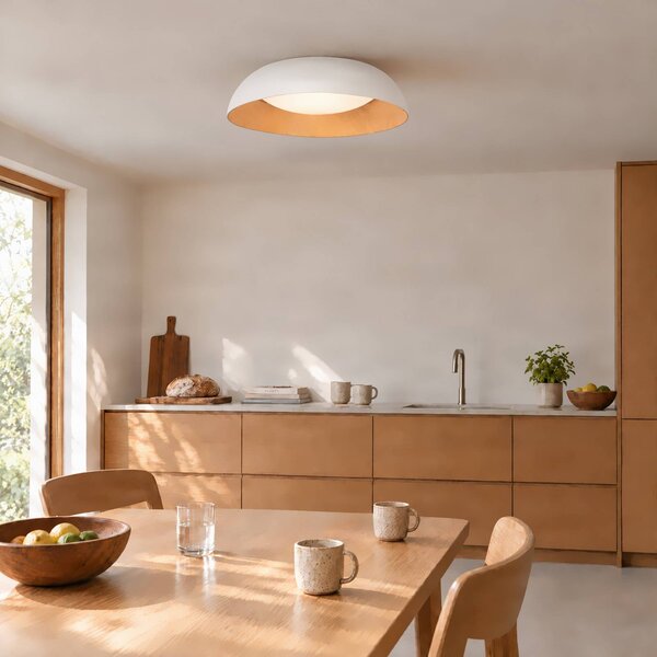 Plafoniera soffitto Gracyn Lindby, dimmerabile, Bianco / Opale, Soggiorno / Sala da pranzo, Plastica, Moderno, Plafoniera