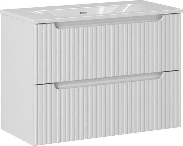 Mobile Bagno 80 Cm Bianco Opaco Con Lavabo In Vetroceramica 81 Cm