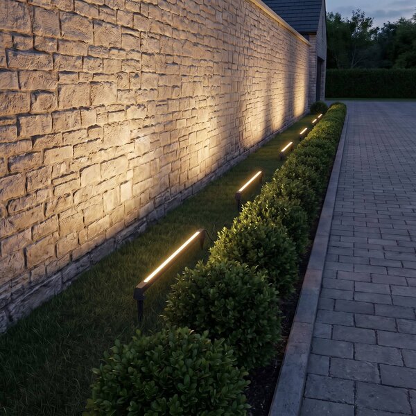Lampada LED da esterno Lindby Zavio, lunghezza 50 cm, antracite, IP65 Zavio, Nero, Alluminio, Moderno
