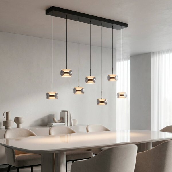 Paul Neuhaus Lampada a sospensione Fumea, dimmerabile, Nero, Soggiorno / Sala da pranzo, Vetro, Lampada a sospensione