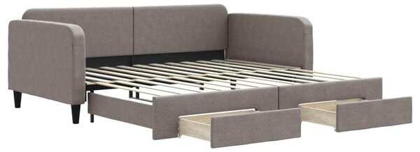 Divano Letto Estraibile con Cassetti Tortora 100x200 cm Tessuto