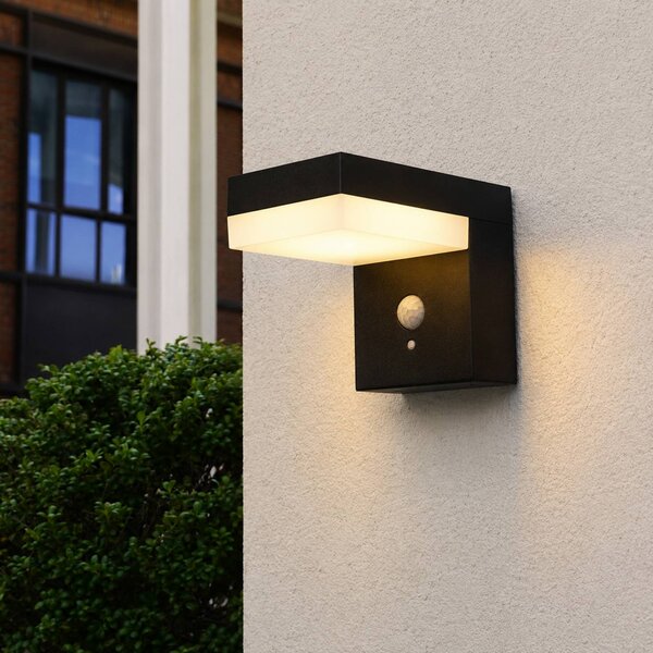 Lumisky Applique a LED solare Cenova, nera, larghezza 16 cm, con sensore Genova, Nero, Alluminio, Moderno, Applique da esterni