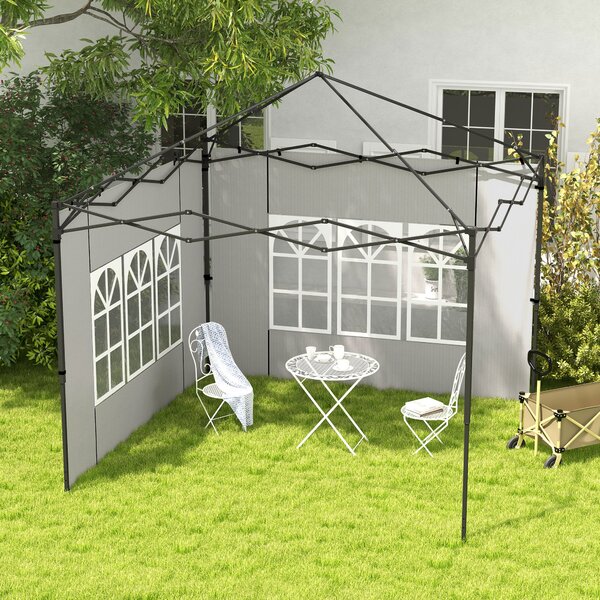 Outsunny Set 2 Pareti Laterali per Gazebo 3x3 m e 3x6m con Finestre, in PE e Plastica, 293x193 cm, Bianco|Aosom
