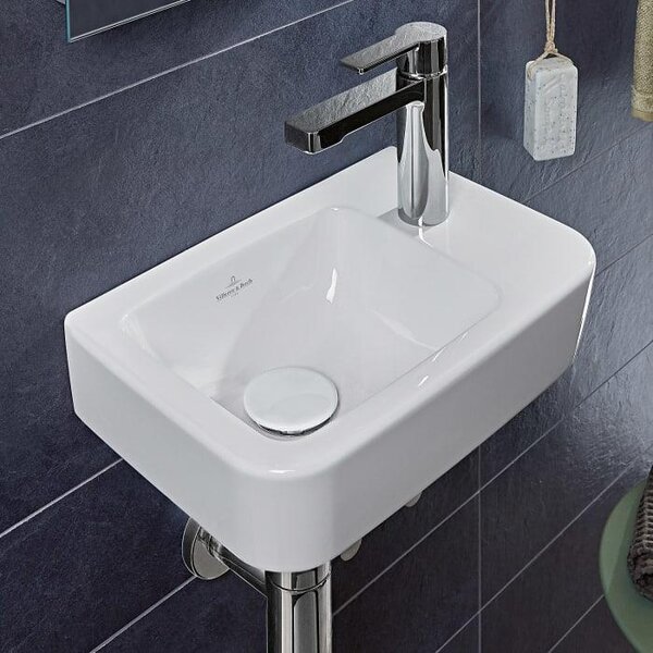 Villeroy & Boch O.novo - Lavabo Compact 360x250 mm, senza sfioratore, 1 foro per rubinetto a destra, bianco alpino 43433701