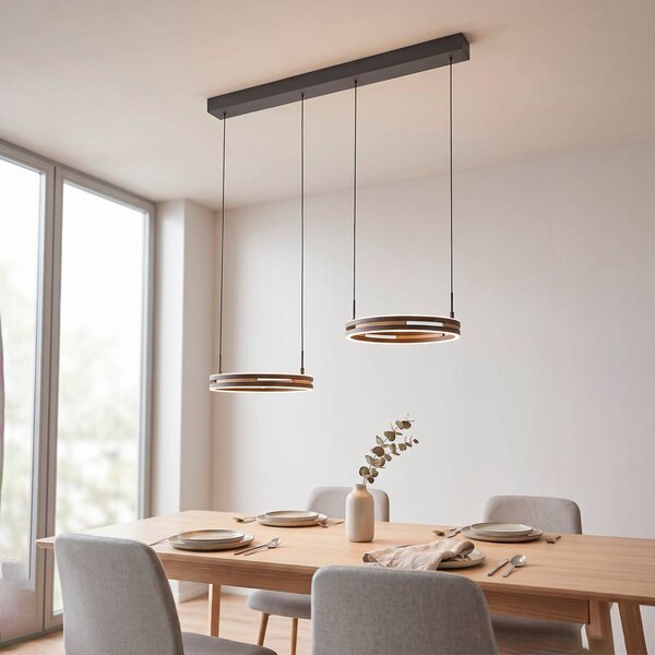 Paul Neuhaus Lampada a sospensione Sveja, dimmerabile, Legno chiaro, Soggiorno / Sala da pranzo, Legno, Moderno, Lampada a sospensione
