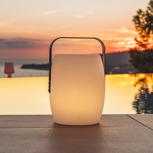 Lumisky Lampada LED da tavolo ricaricabile Lucy ROCK, bianca/grigia, altezza 30 cm, CCT ROCK, Bianco / Opale, Plastica, Moderno