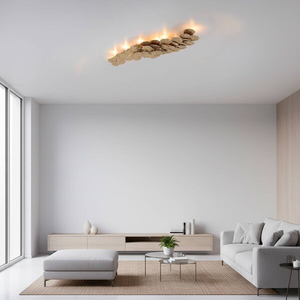 Paul Neuhaus Plafoniera soffitto Virella, dimmerabile, Bronzo / Ottone antico, Soggiorno / Sala da pranzo, Alluminio, Plafoniera